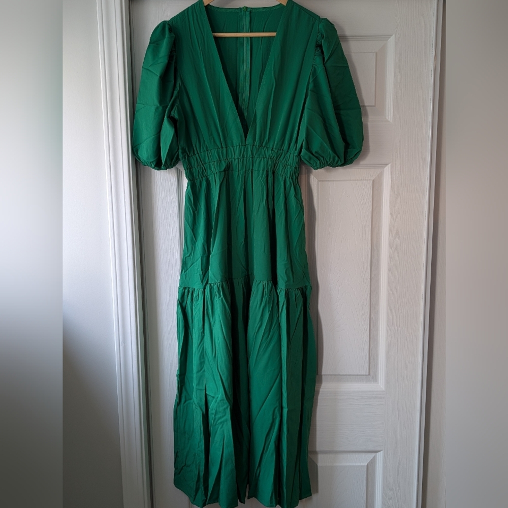 Toperth XL Green Tiered Midi Dress